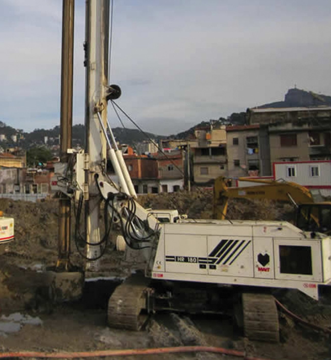 Rotary piling rig on site